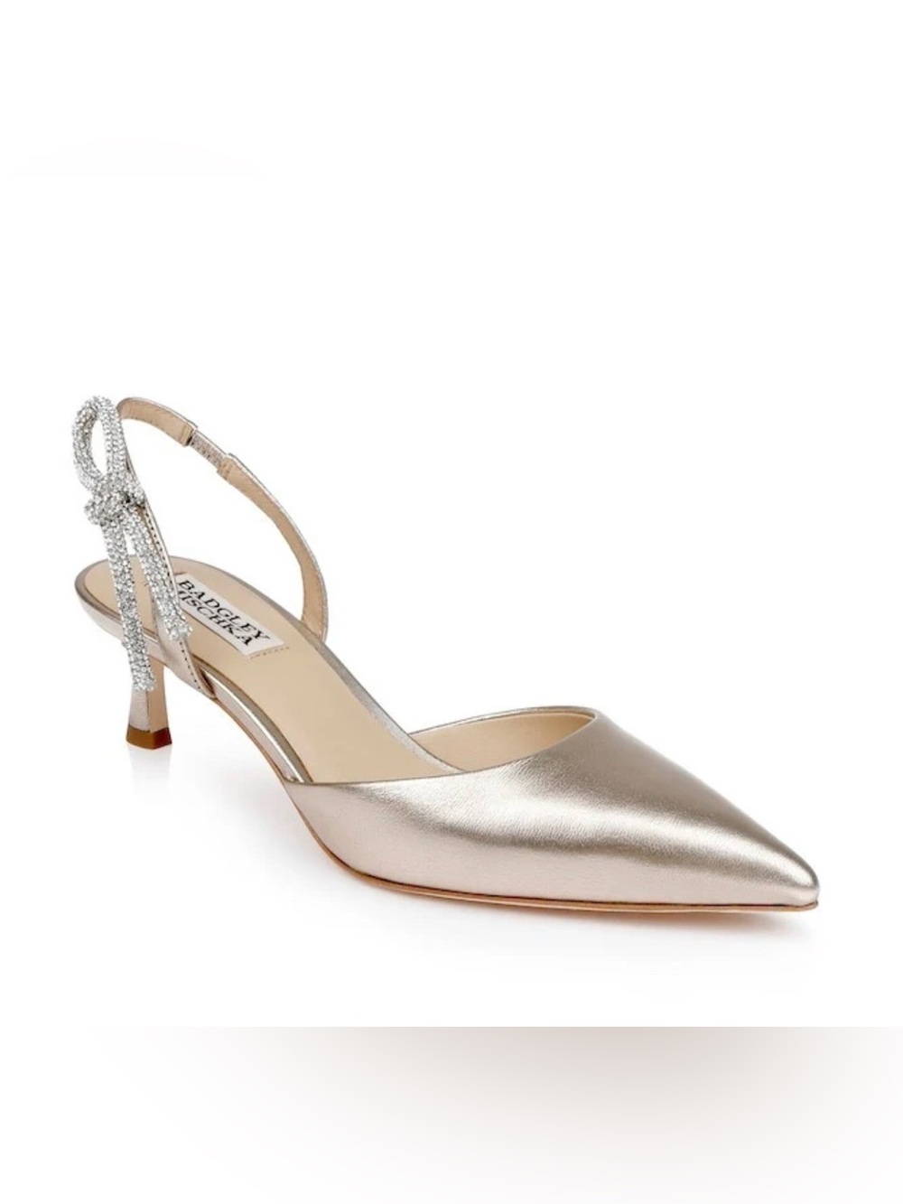 Badgley Mischka Gentry II Champagne Gold Pointed Slingback Pump NEW
